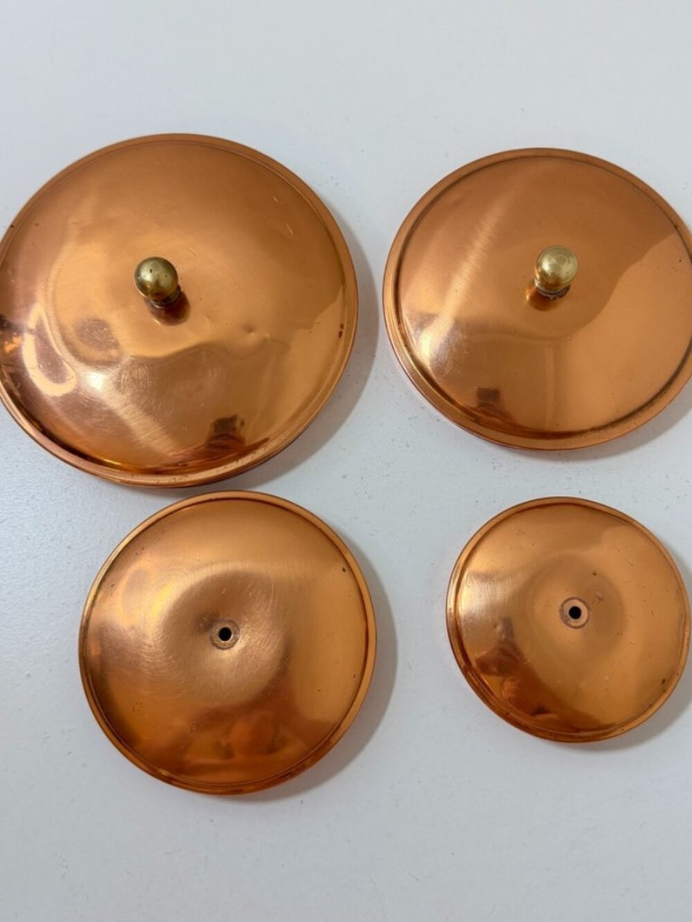 Lot of 4 VTG Copral Portugal Mini Copper Lids Butter Warmer Saucepan 4.75" 5 5/8